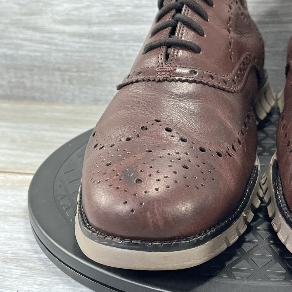 Cole Haan Men’s ZEROGRAND Brown Leather Wingtip Oxfords Size 10.5 - Picture 4 of 11